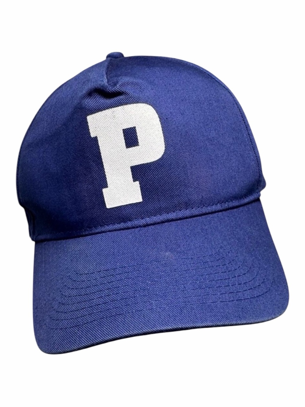 Vintage Letter P Screen Printed Snapback Hat Blue White Unisex Baseball Cap